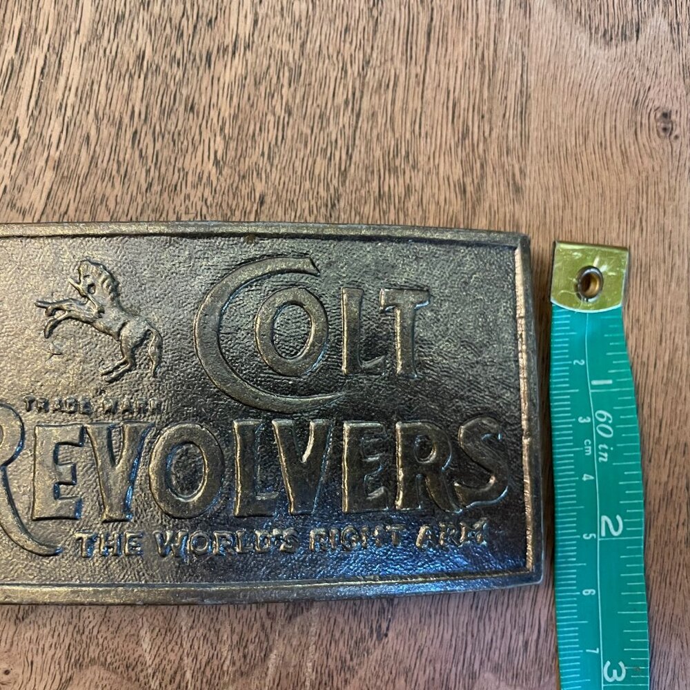 Vintage Brass Colt Revolvers "The World's Right Arm" Buckle - Picture 6 of 6